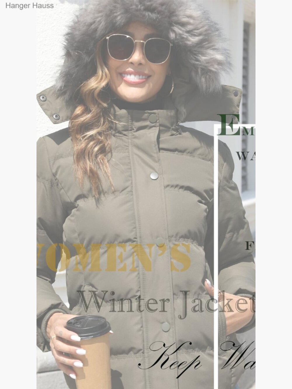 Quilted Puffer Jacket with Removable Fur Hood, Warm Winter Coat Plus Size - Picture 7 of 7